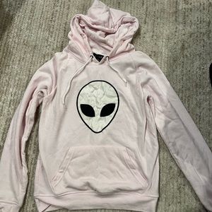 Pink hoodie with Alien face
